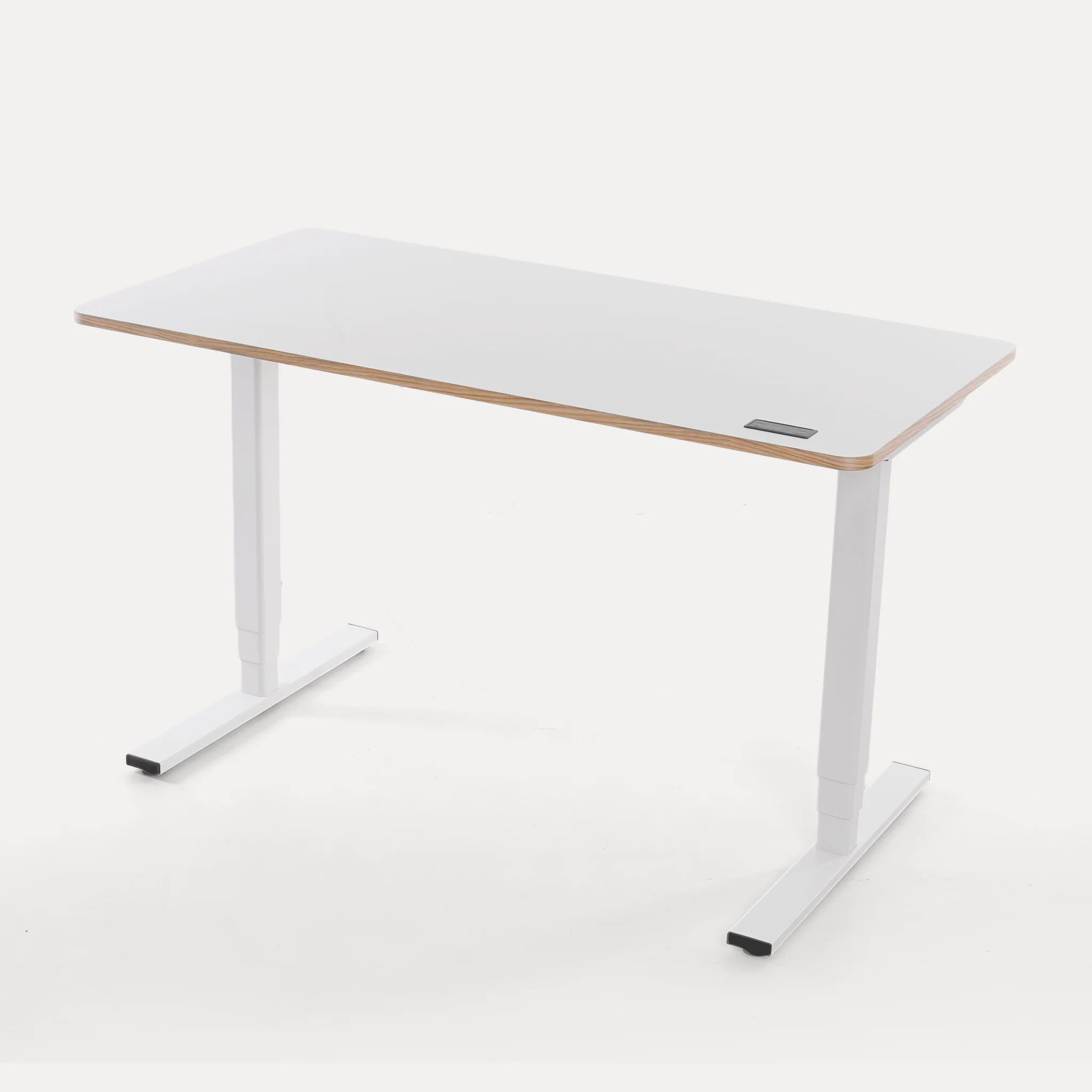 Höhenverstellbarer Schreibtisch, Nanuk Woodline Kollektion – MALOJA DESK, Eiche Echtholz weiss